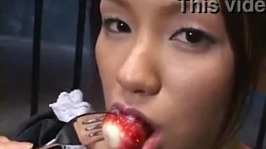 Japanese Maid Eating Fruit With Jizz